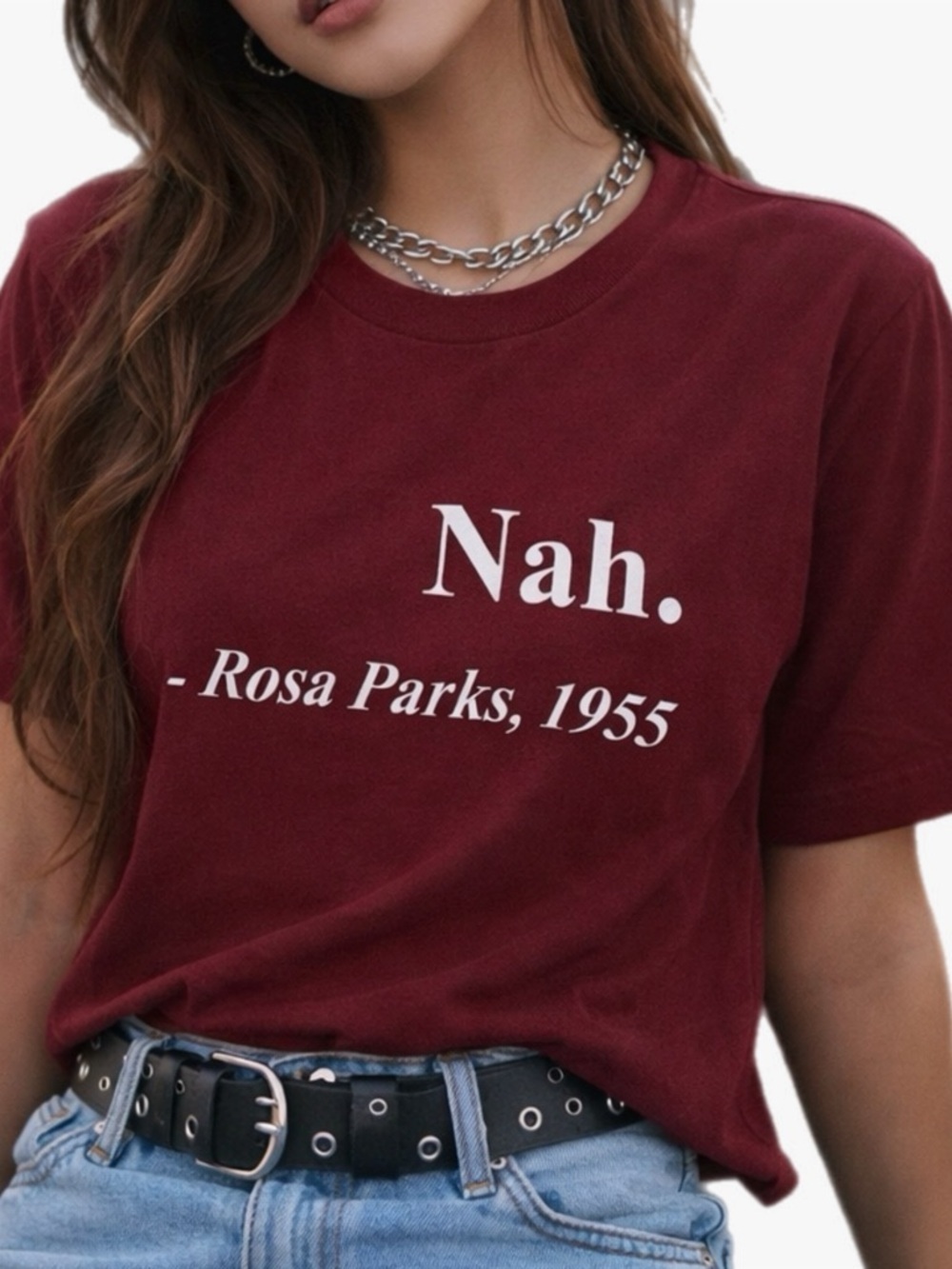 NWT Rosa Parks Nah Wine Colored Short Sleeve T Shirt Womens Size Medium